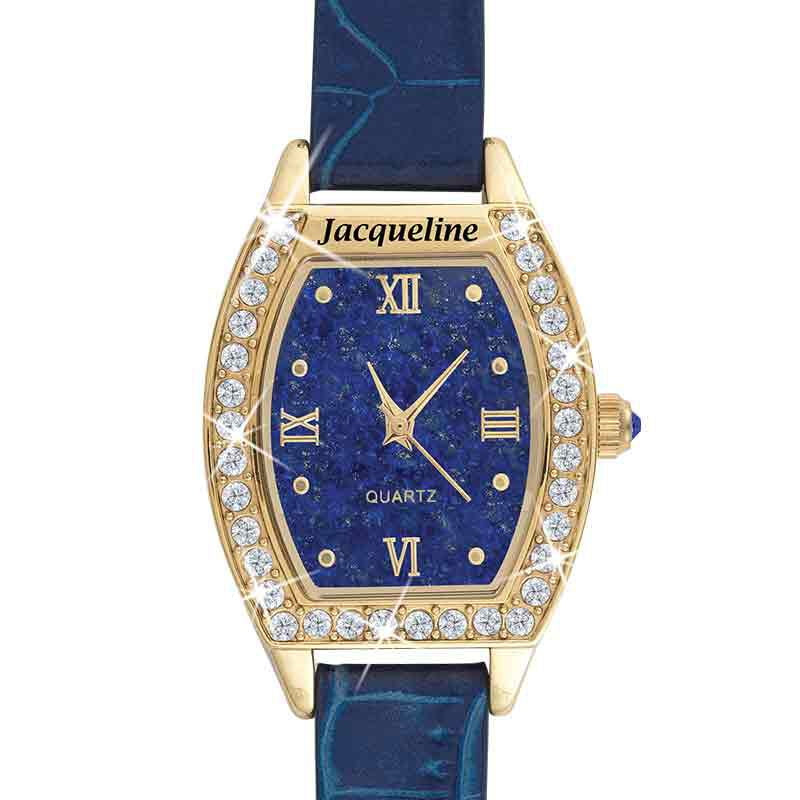 Gepersonaliseerd Blauw Lapis Horloge