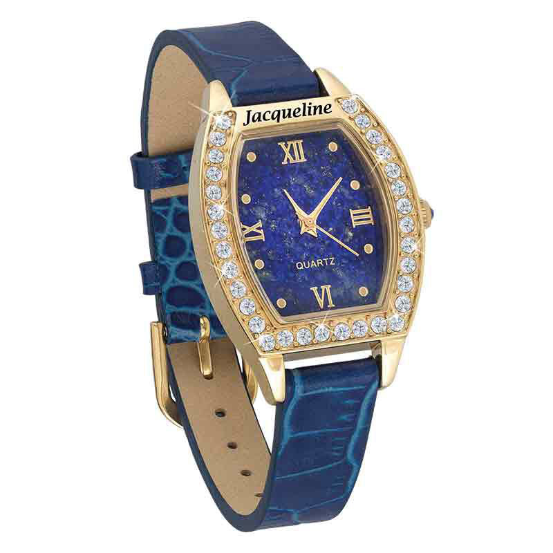 Gepersonaliseerd Blauw Lapis Horloge