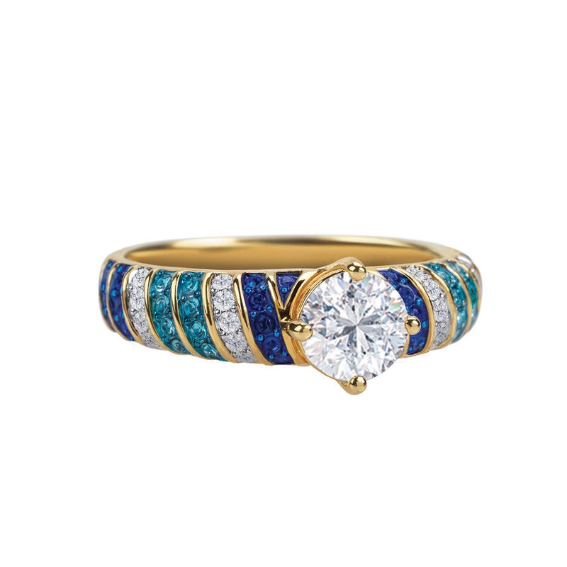 Blue Wave Gepersonaliseerde Swirl Ring