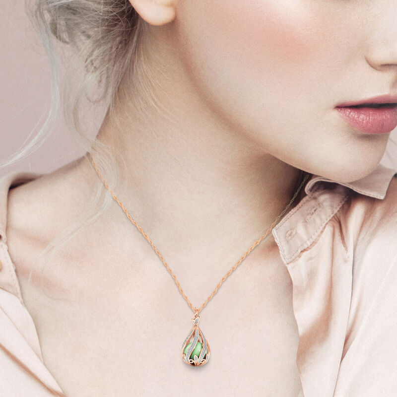 Koperen Omhelzing Diamant & Jade Ketting