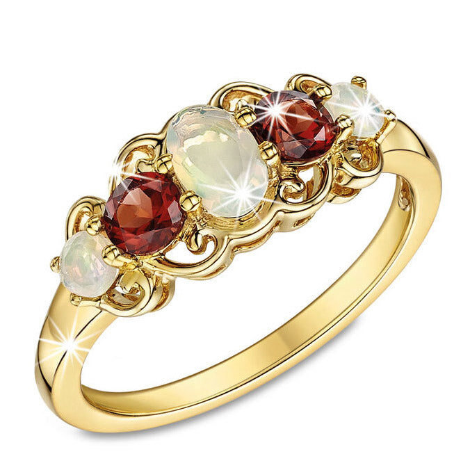 Harmonie Opaal en Granaat Ring